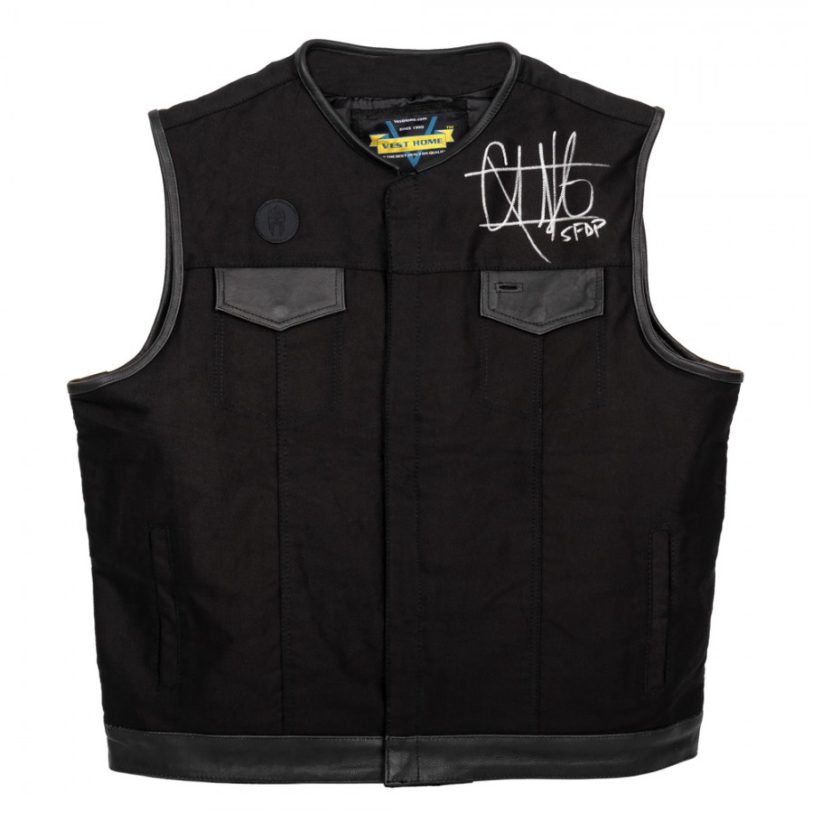 CHRIS KAEL AUTOGRAPHED BLACK DENIM BIKER VEST (VEST HOME) 2XLARGE