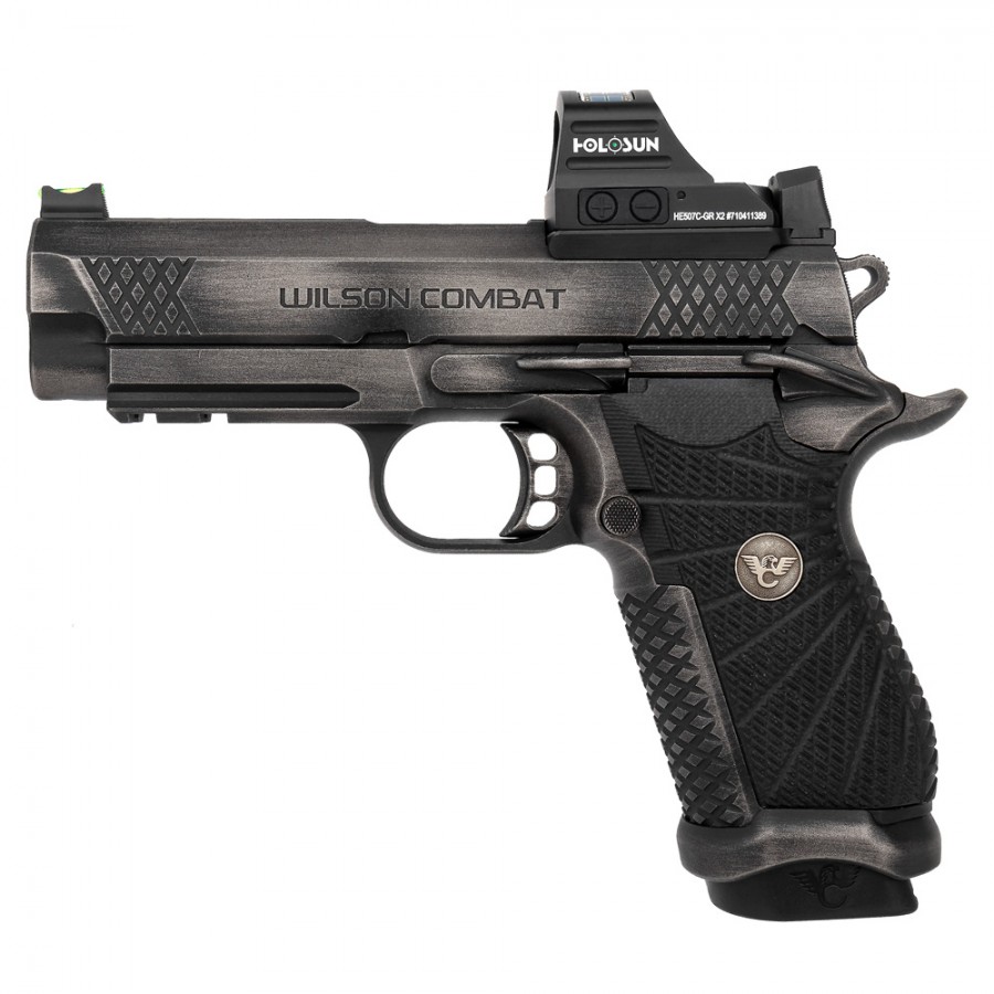 WILSON COMBAT EDC X9 SILVER/BLACK COMBAT TUFF FINISH LIGHT RAIL FRAME