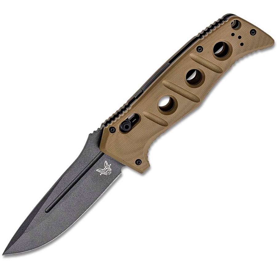 Benchmade Auto Adamas 3.8 AXIS Folding Knife, Tungsten Gray/Desert Tan G10